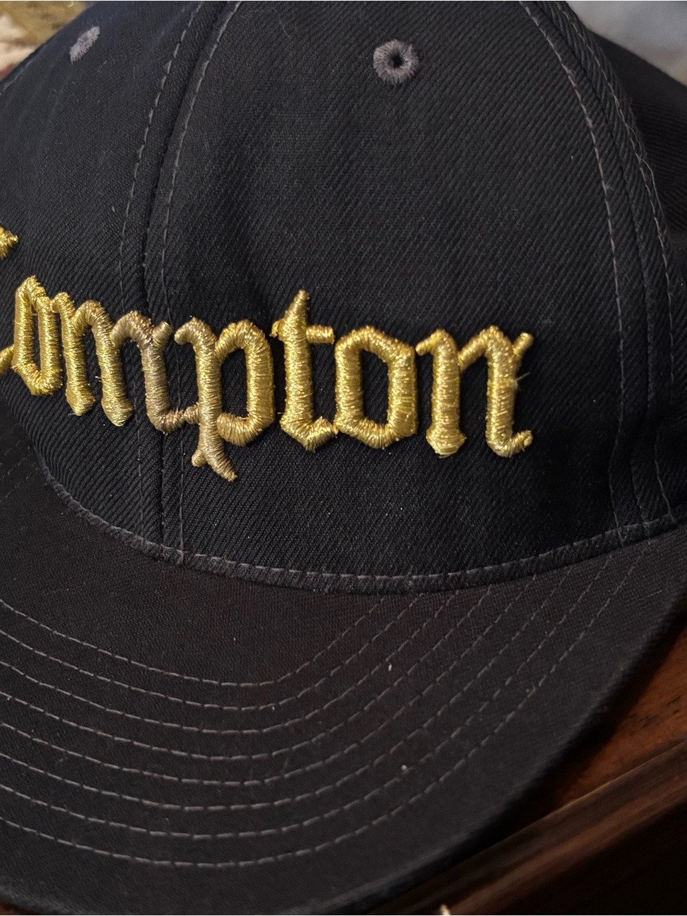 Compton Snapback Hat Black Gold Embroidered Kayo Corp Adjustable Streetwear Cap
